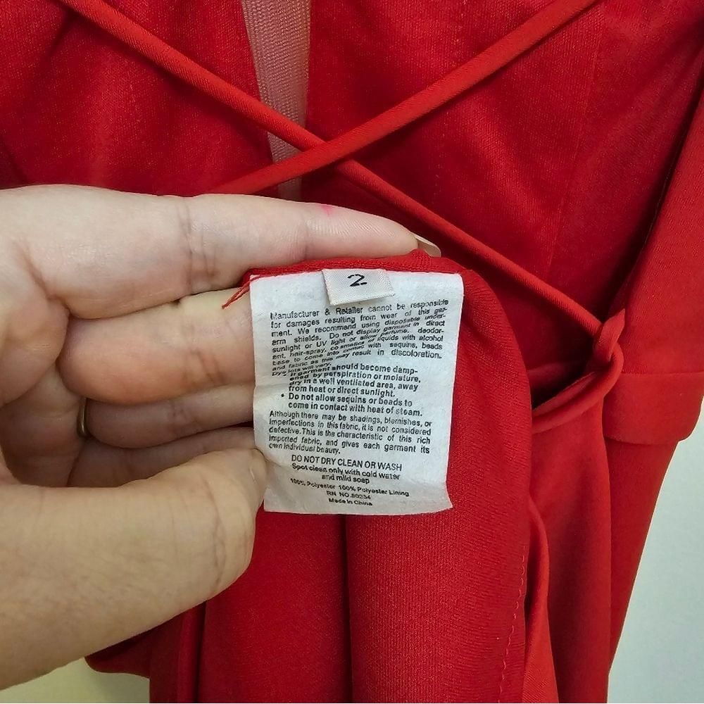 Alyce Paris size 2‎ red open back dress - Picture 3 of 6